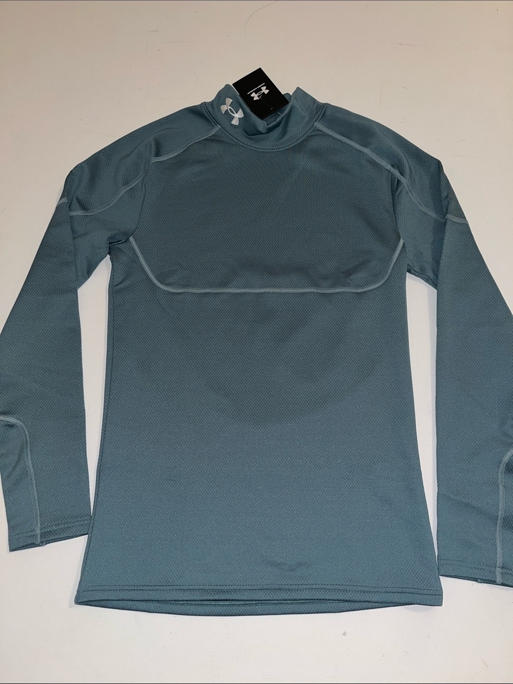 Under Armour  Cold Gear Shirt Mens S Grid Mock Top LS  Blue Base Layer $100